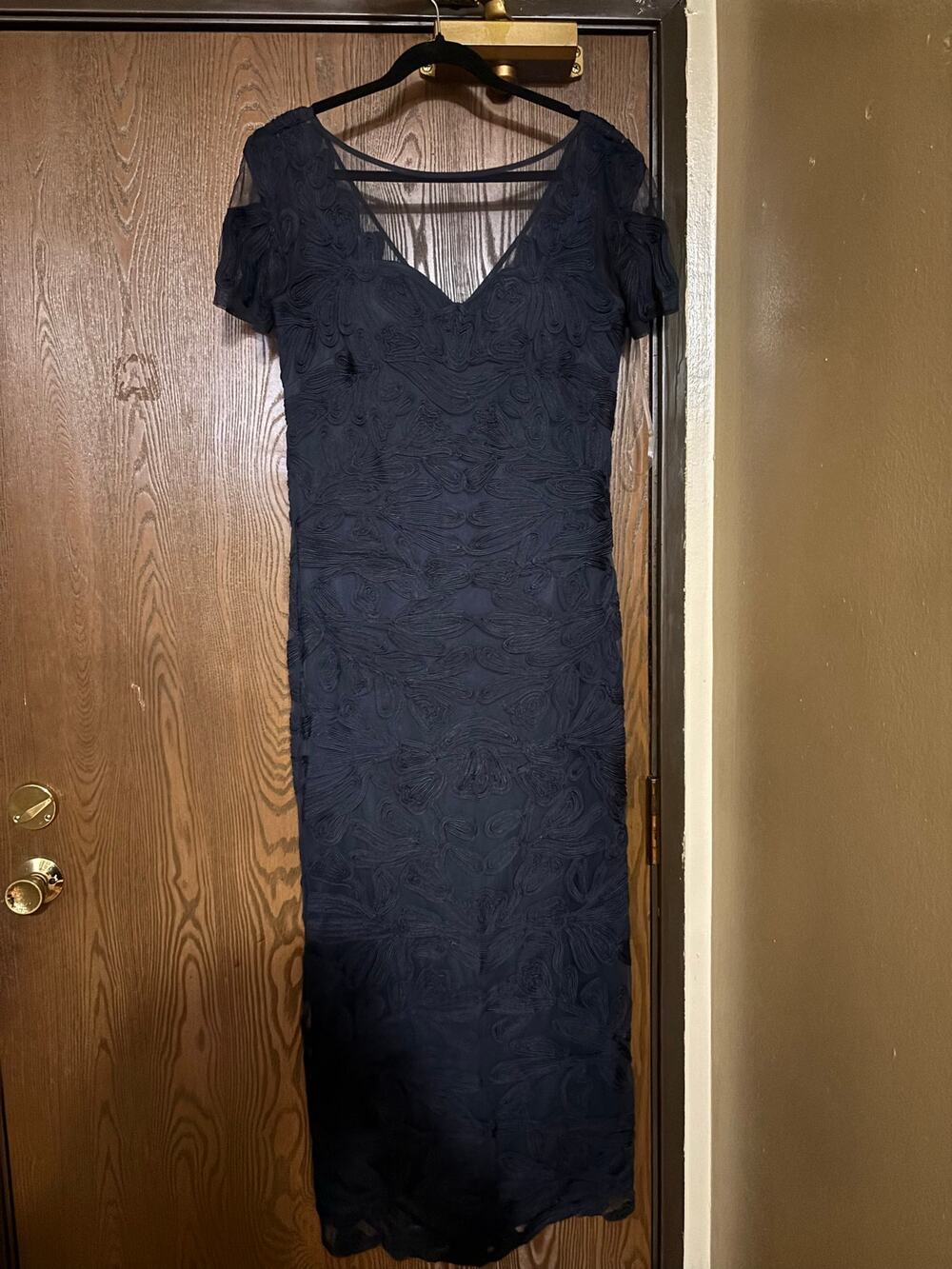 NWOT JS Collections Navy Floral Brocade Classy Elegant Formal Cocktail Dress